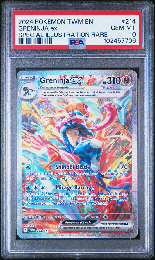 PSA 10 2024 POKEMON TWM EN-TWILIGHT MASQUERADE #214 GRENINJA ex SPECIAL ILLUSTRATION RARE 102457706