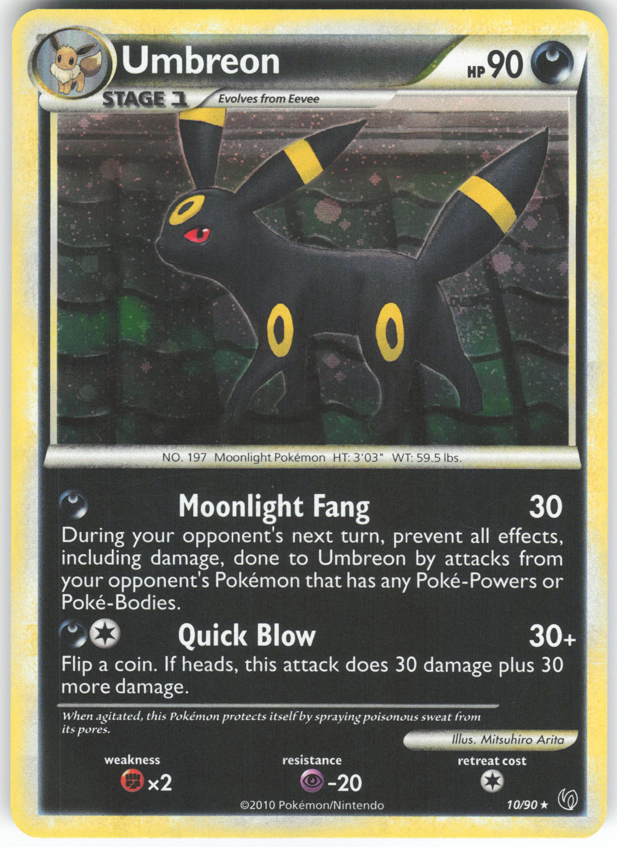 Umbreon 10/90 Rare HGSS Undaunted Holo LP
