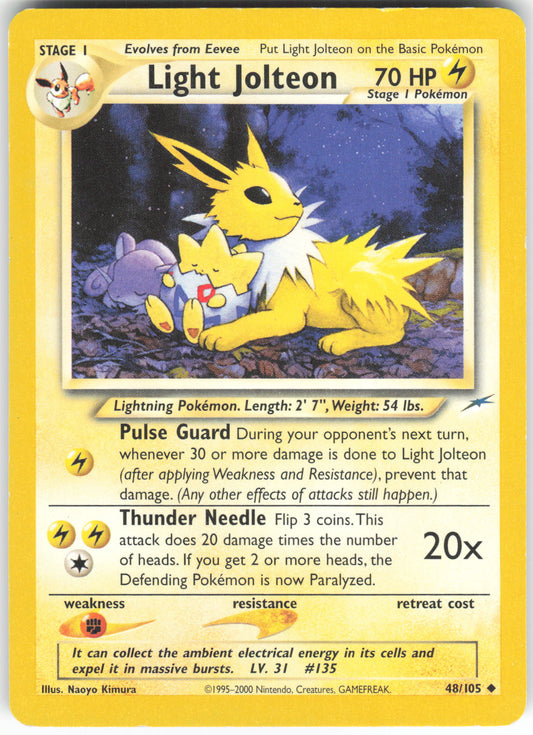 Light Jolteon 48/105 Uncommon Neo Destiny Unlimited HP