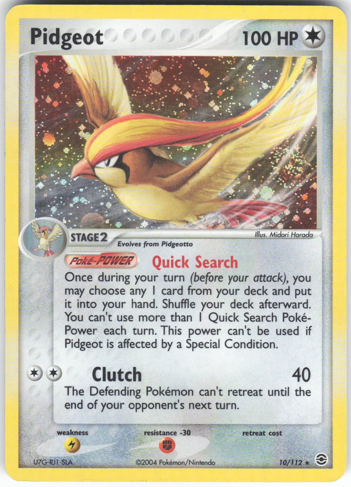 Pidgeot 10/112 Rare FireRed & LeafGreen Holo HP
