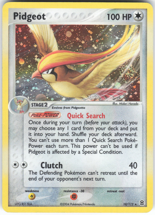 Pidgeot 10/112 Rare FireRed & LeafGreen Holo HP