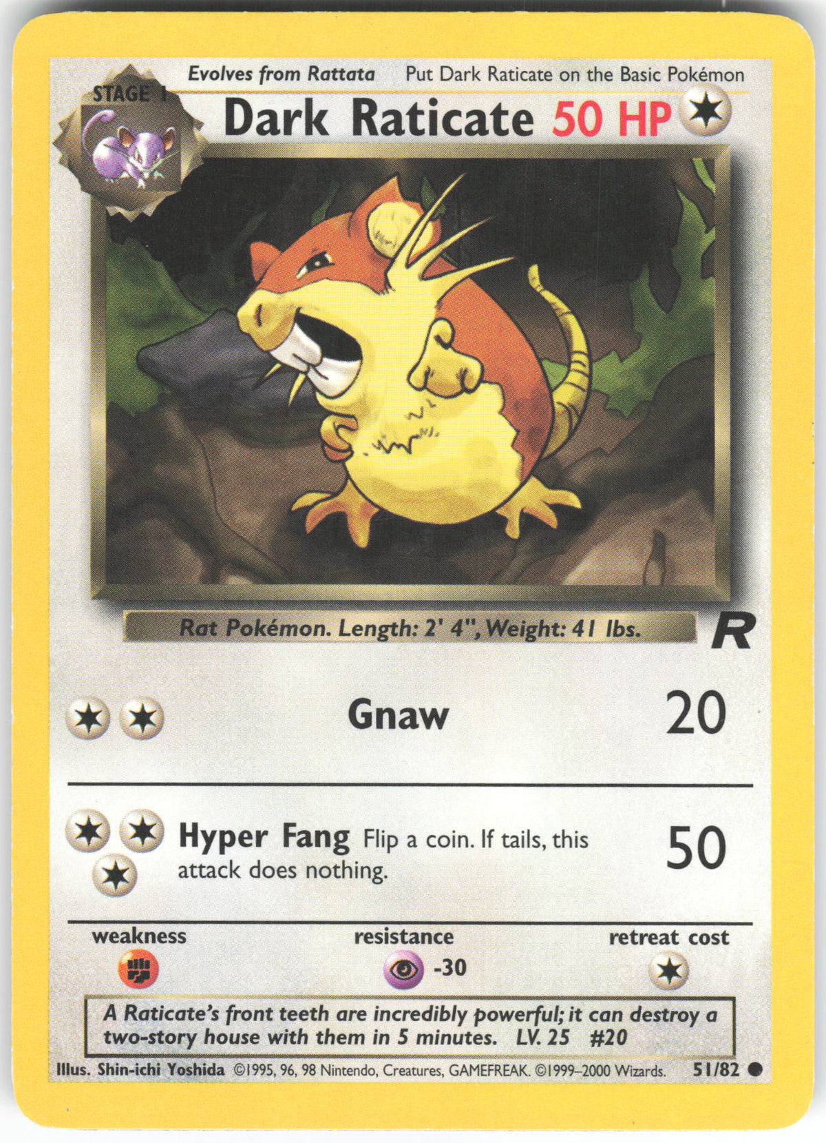 Dark Raticate 51/82 Common Team Rocket Unlimited MP