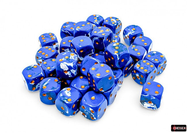 Chessex 12mm D6 Dice Block Brush Wavebreak/Gold (36 dice)