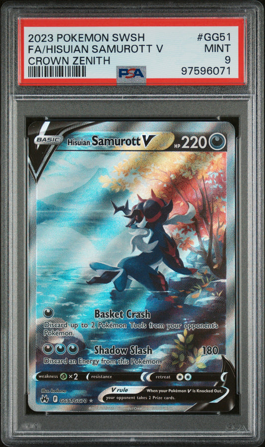 PSA 9 2023 POKEMON SWORD AND SHIELD CROWN ZENITH #GG51 FA/HISUIAN SAMUROTT V CROWN ZENITH 97596071