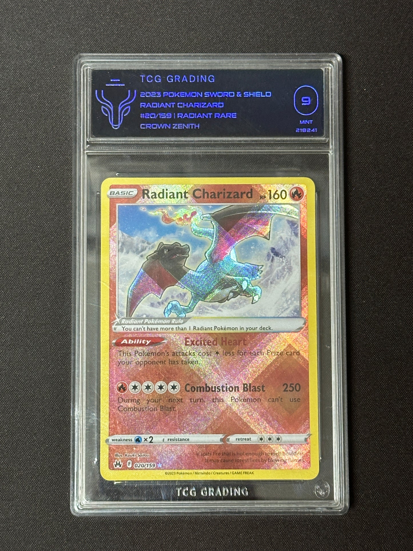 TCG 9 2023 Pokémon Sword & Shield Radiant Charizard #20 Crown Zenith