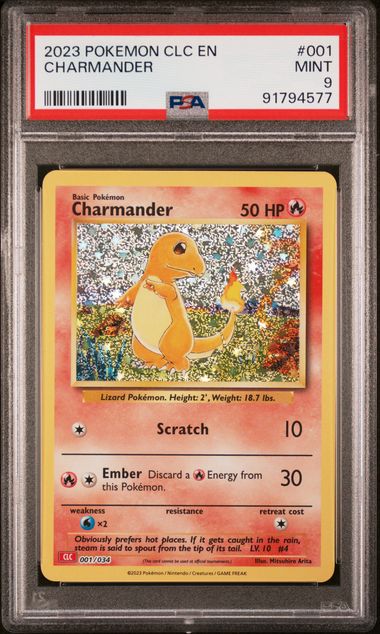 PSA 9 2023 POKEMON CLC-TRADING CARD GAME CLASSIC CHARIZARD & HO-OH ex DECK #001 CHARMANDER