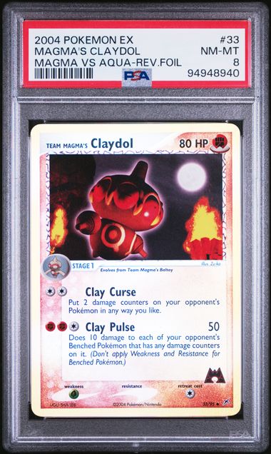 PSA 8 2004 2004 POKEMON EX TEAM MAGMA VS TEAM AQUA #33 MAGMA'S CLAYDOL MAGMA VS AQUA-REV.FOIL