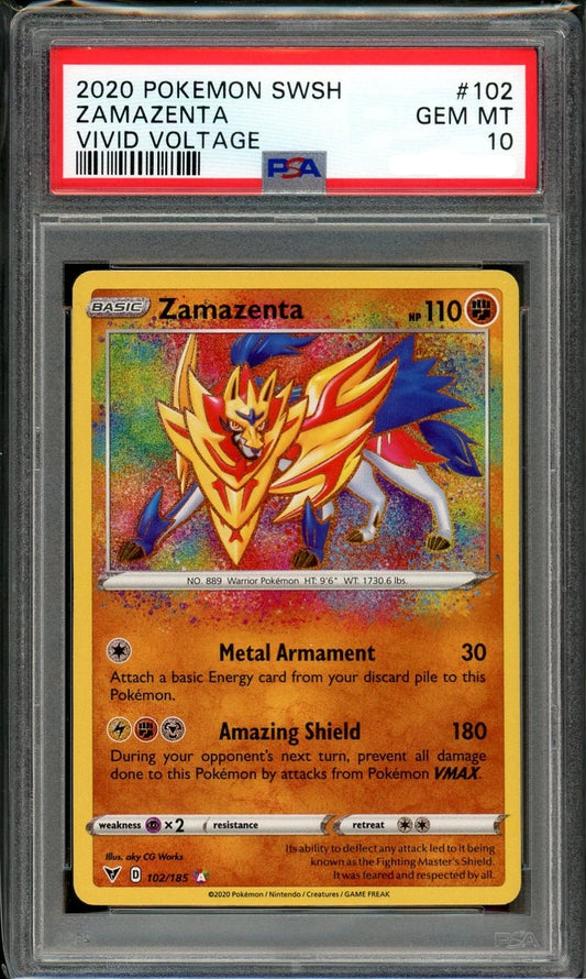 PSA 10 2020 POKEMON SWORD & SHIELD VIVID VOLTAGE #102 ZAMAZENTA VIVID VOLTAGE 61095632