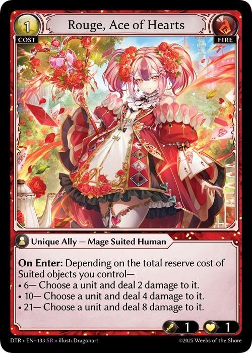 Rouge, Ace of Hearts 133 Super Rare Distorted Reflections NM