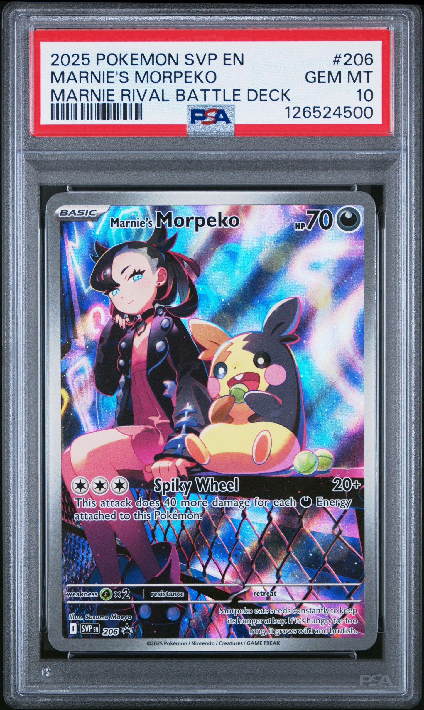 PSA 10 2025 POKEMON SVP EN-SV BLACK STAR PROMO #206 MARNIE'S MORPEKO MARNIE RIVAL BATTLE DECK 126524500