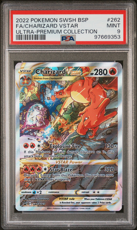 PSA 9 2022 POKEMON SWSH BLACK STAR PROMO #262 FA/CHARIZARD VSTAR ULTRA-PREMIUM COLLECTION 97669353