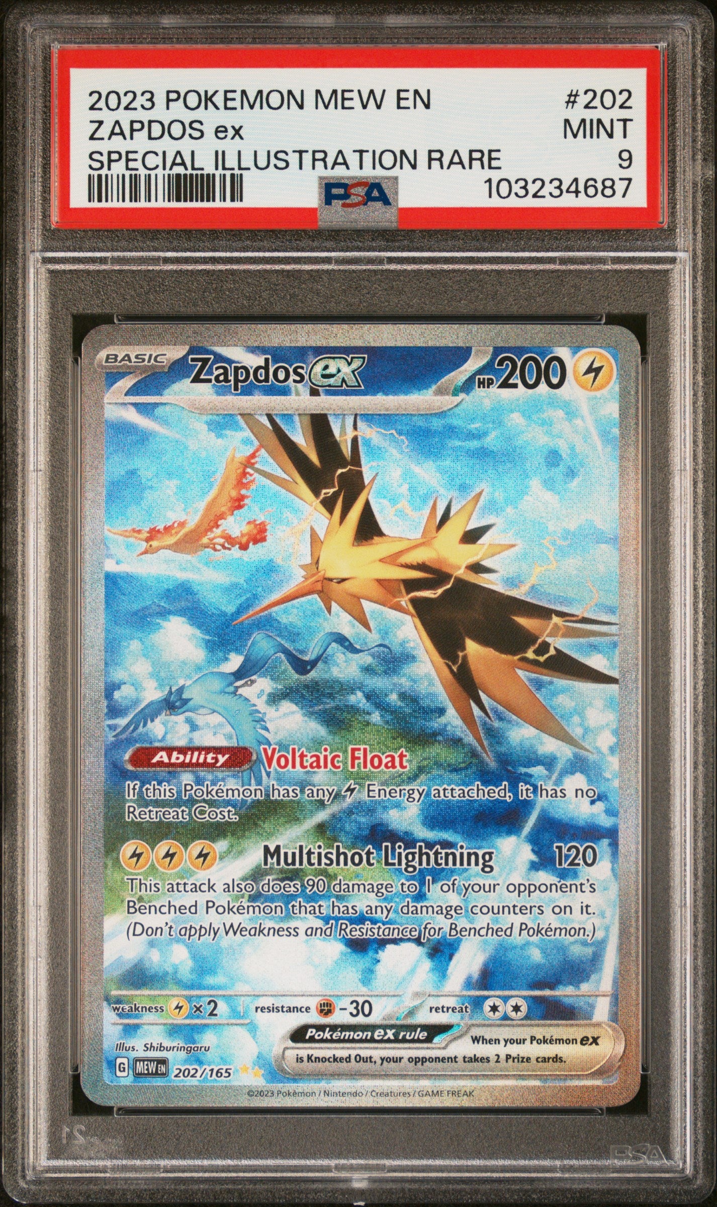 PSA 9 2023 POKEMON MEW EN-151 #202 ZAPDOS ex SPECIAL ILLUSTRATION RARE 103234687