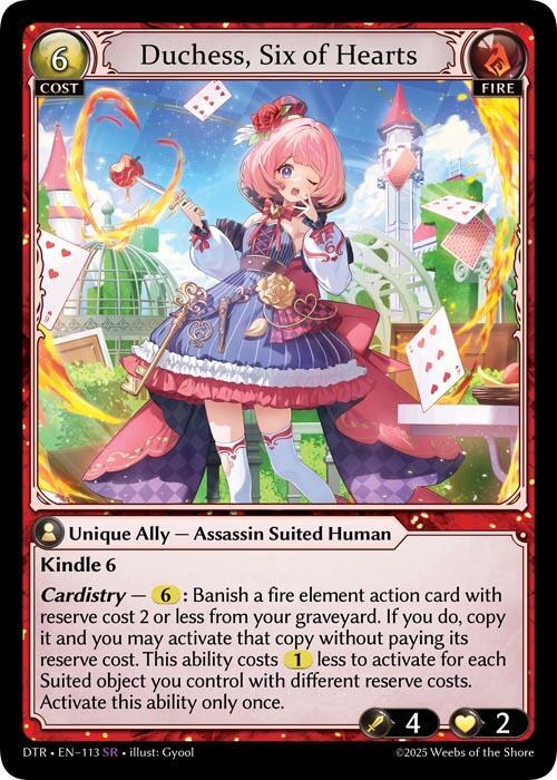 Duchess, Six of Hearts 113 Super Rare Distorted Reflections NM