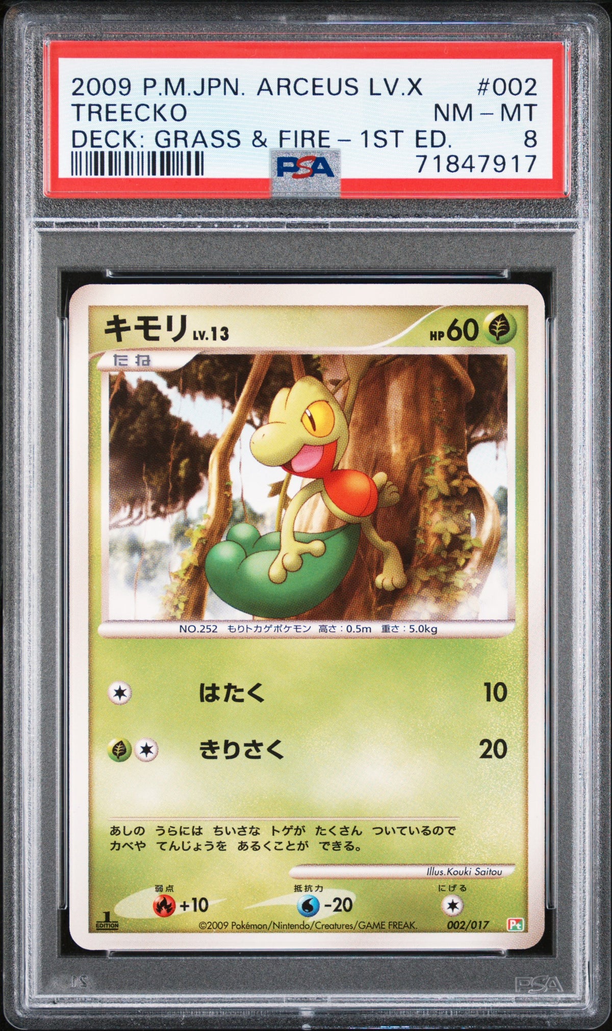 PSA 8 2009 POKEMON JAPANESE ARCEUS LV.X DECK: GRASS & FIRE #002 TREECKO DECK: GRASS & FIRE-1ST ED. 71847917